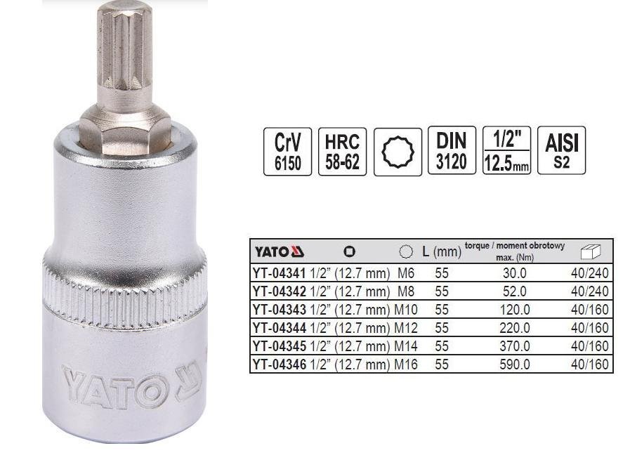 Yato Klucz trzpieniowy Spline 1/2 M8 L = 55 mm