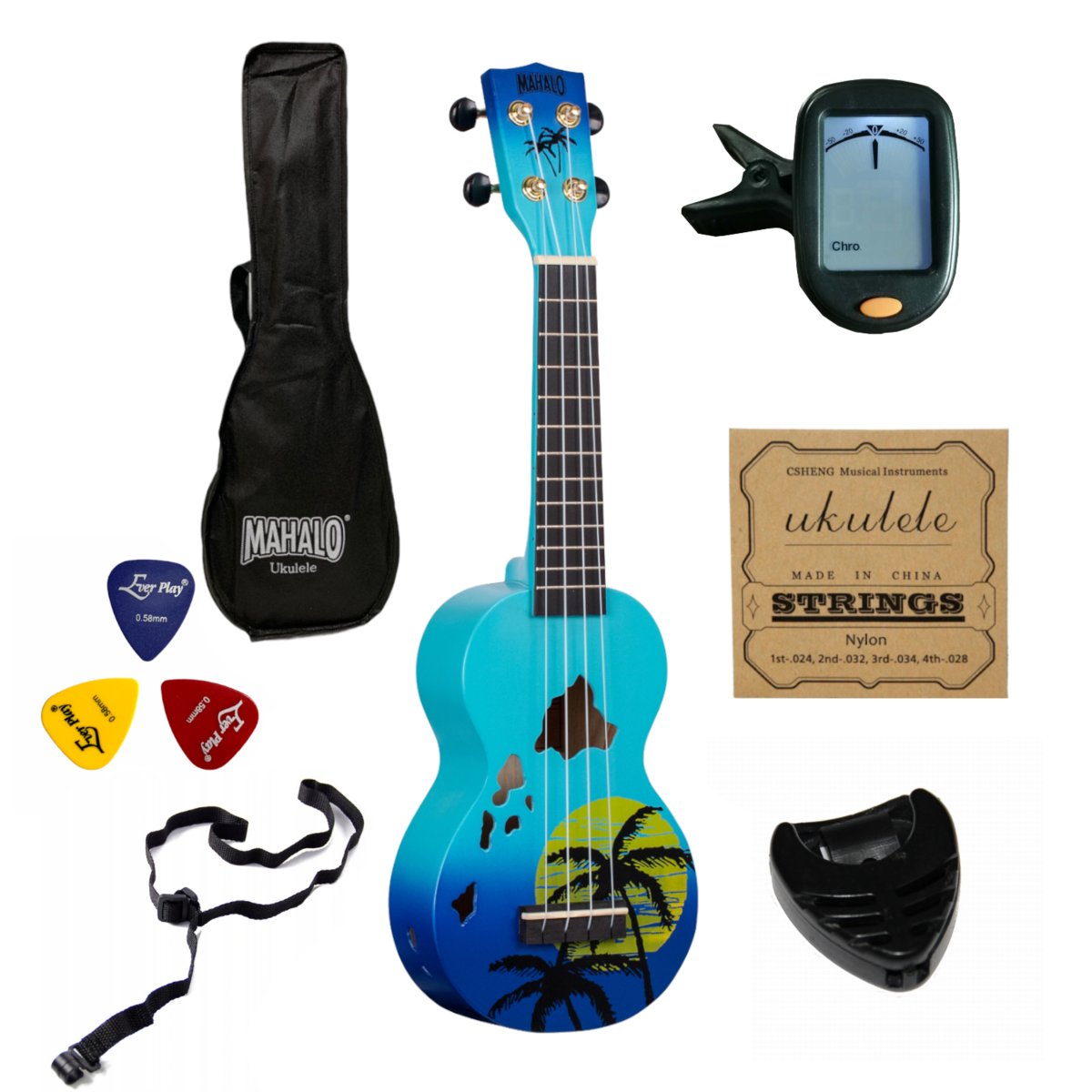 Ukulele sopranowe Hawaii Blue Burst MAHALO MD1HABUB Designer