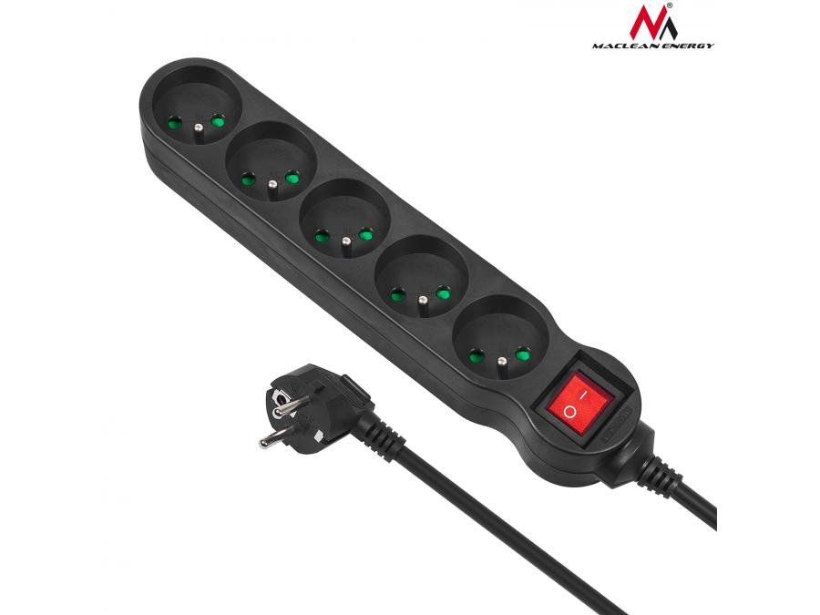 Maclean Maclean Listwa zasilająca 5g 3m MCE184 2300W czarna