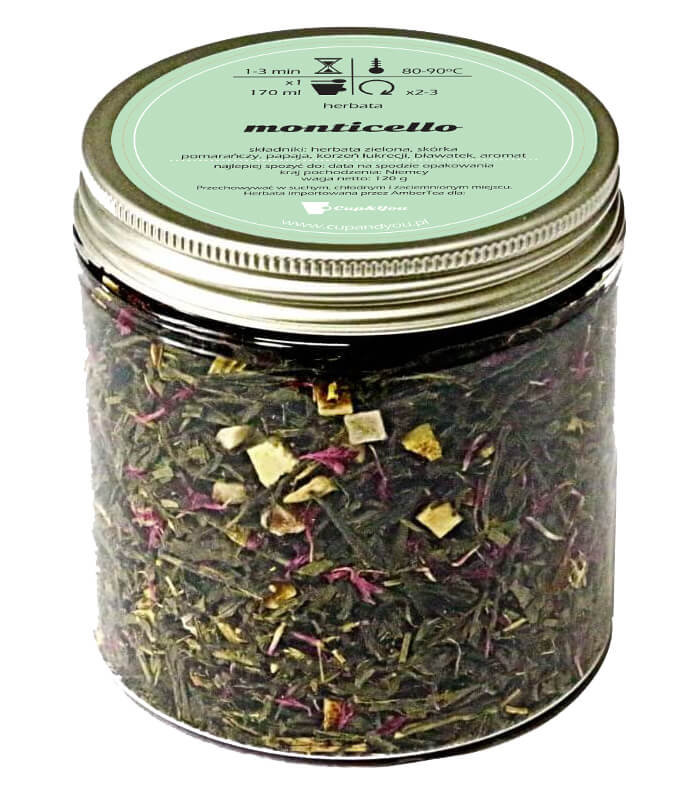 Herbata zielona smakowa CUP&YOU, monticello, 120 g