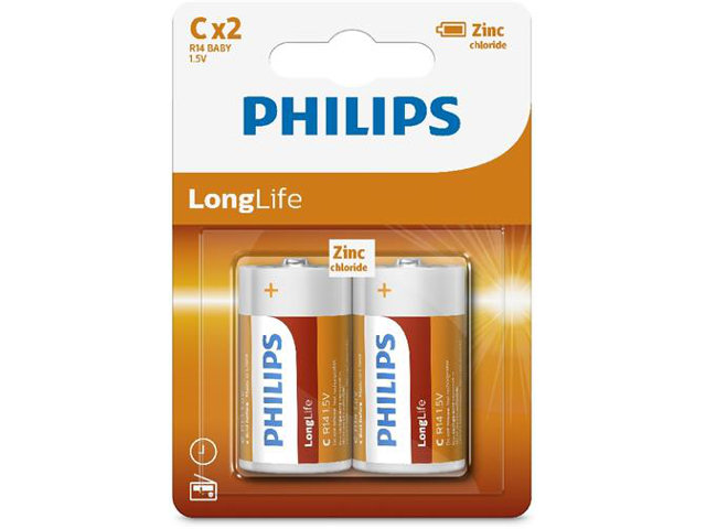 Philips Bateria Philips R14 cynkowo-chlorkowa 1.5V LongLife (2szt blister) R14L2B/10