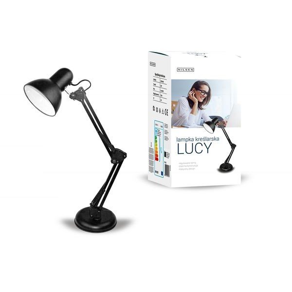 INQ Lampka biurkowa INQ Lucy, E27, czarna, 40 W