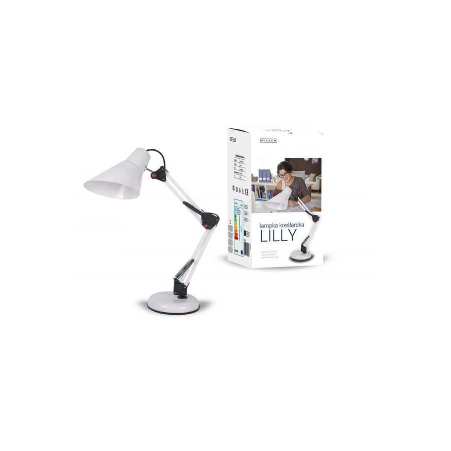 INQ Lampka biurkowa INQ Lilly, E27, biała, 40 W
