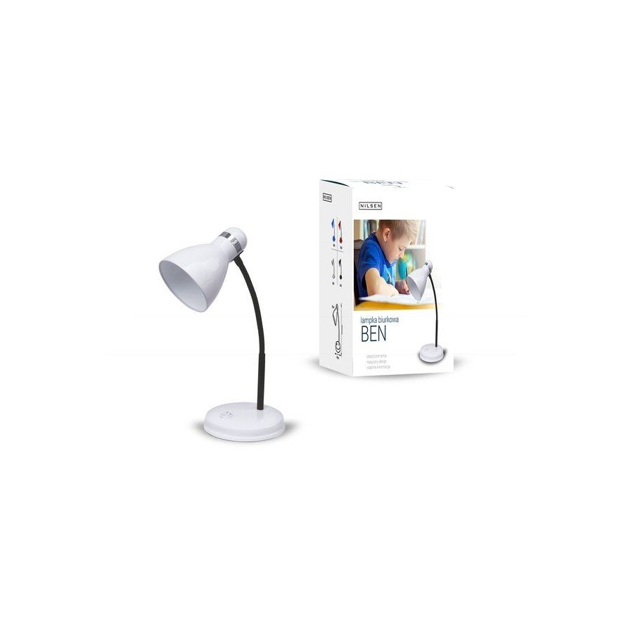 INQ Lampka biurkowa INQ Ben, E27, biała, 40 W