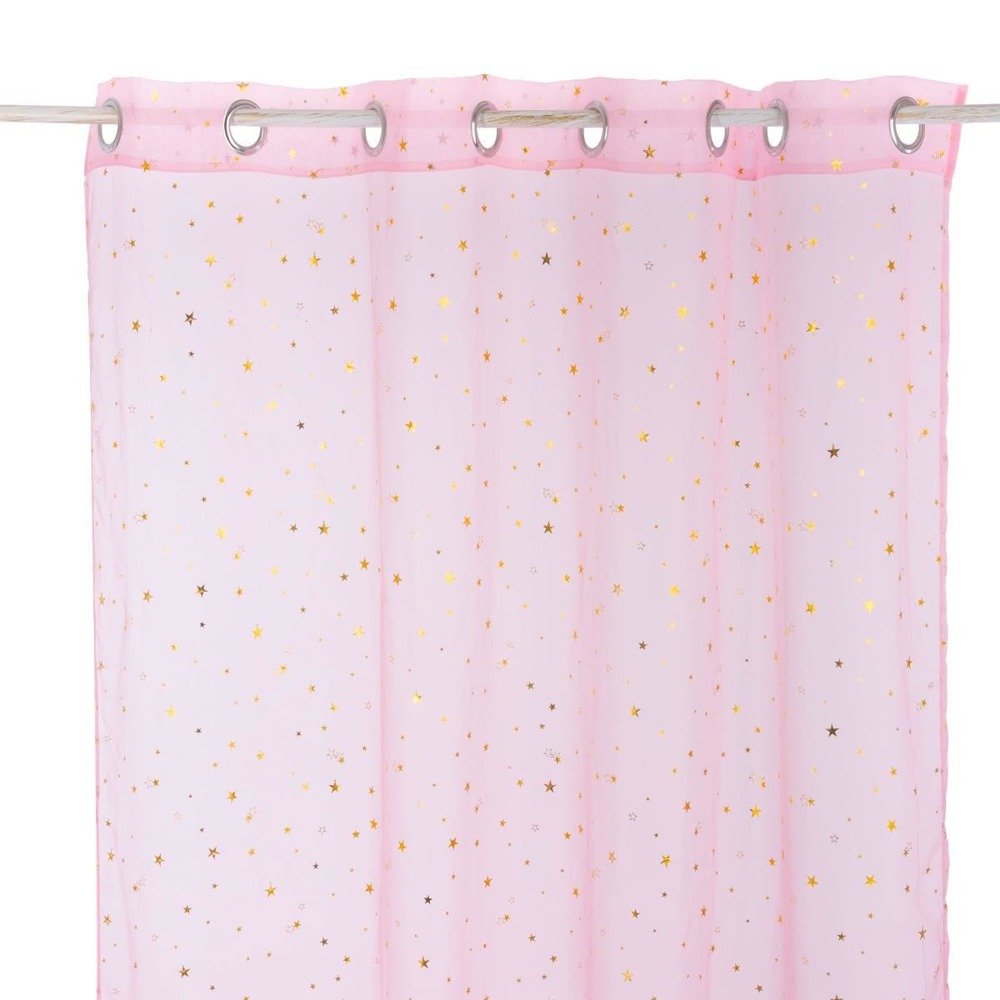 producent niezdefiniowany Zasłona okienna różowa w złote gwiazdki 140 x 250 cm jja-12718