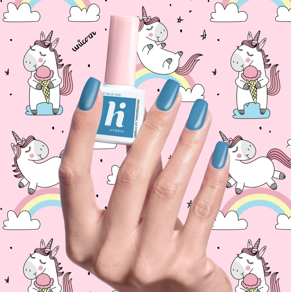 Hi Hybrid lakier hybrydowy Unicorn 318 Grey Blue Hi Hybrid