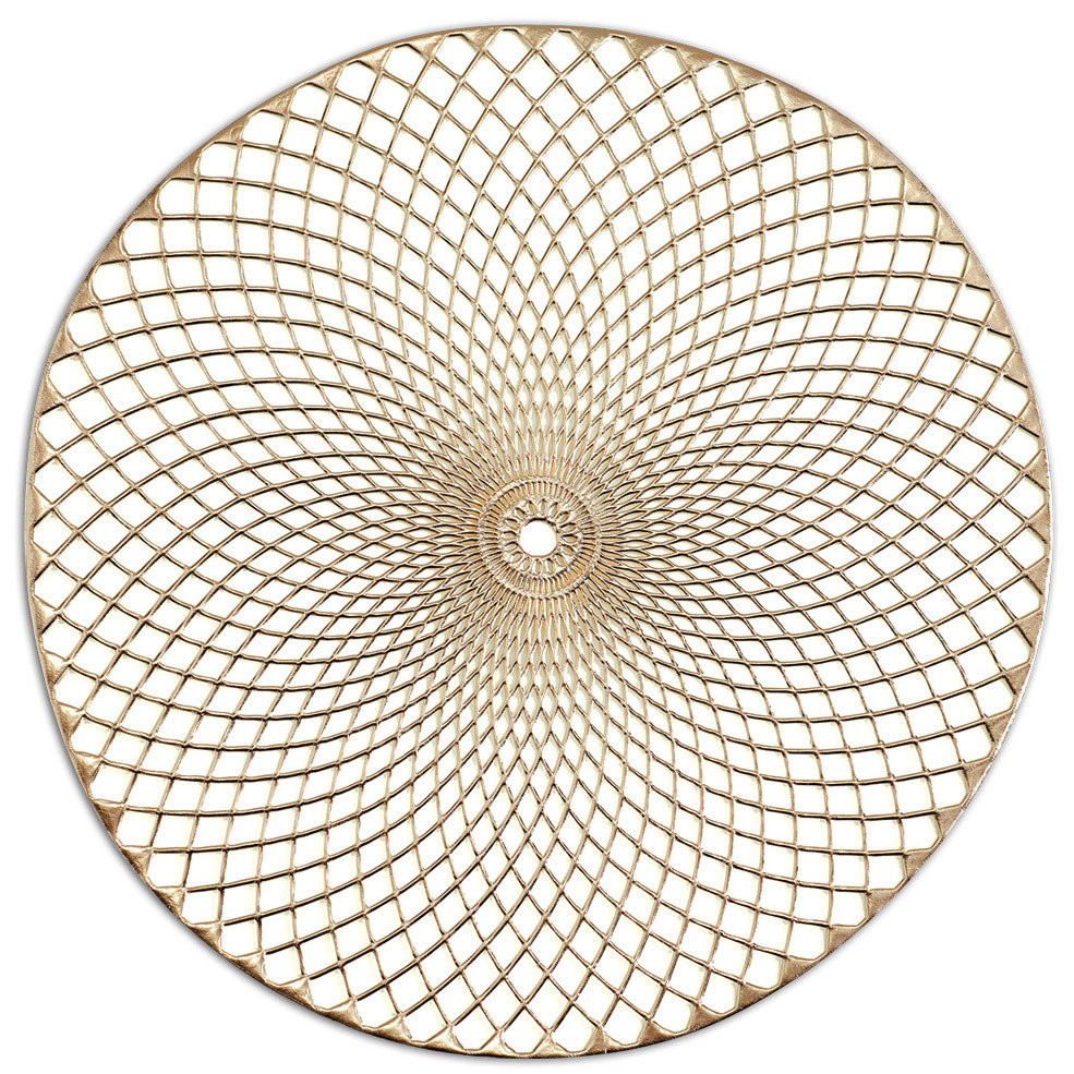 Zeller Złota podkładka koronkowa z tworzywa Mandala podkładki pod talerze podkładki na stół nowoczesne podkładki na stół okrągłe (B07CM4FSZ2)