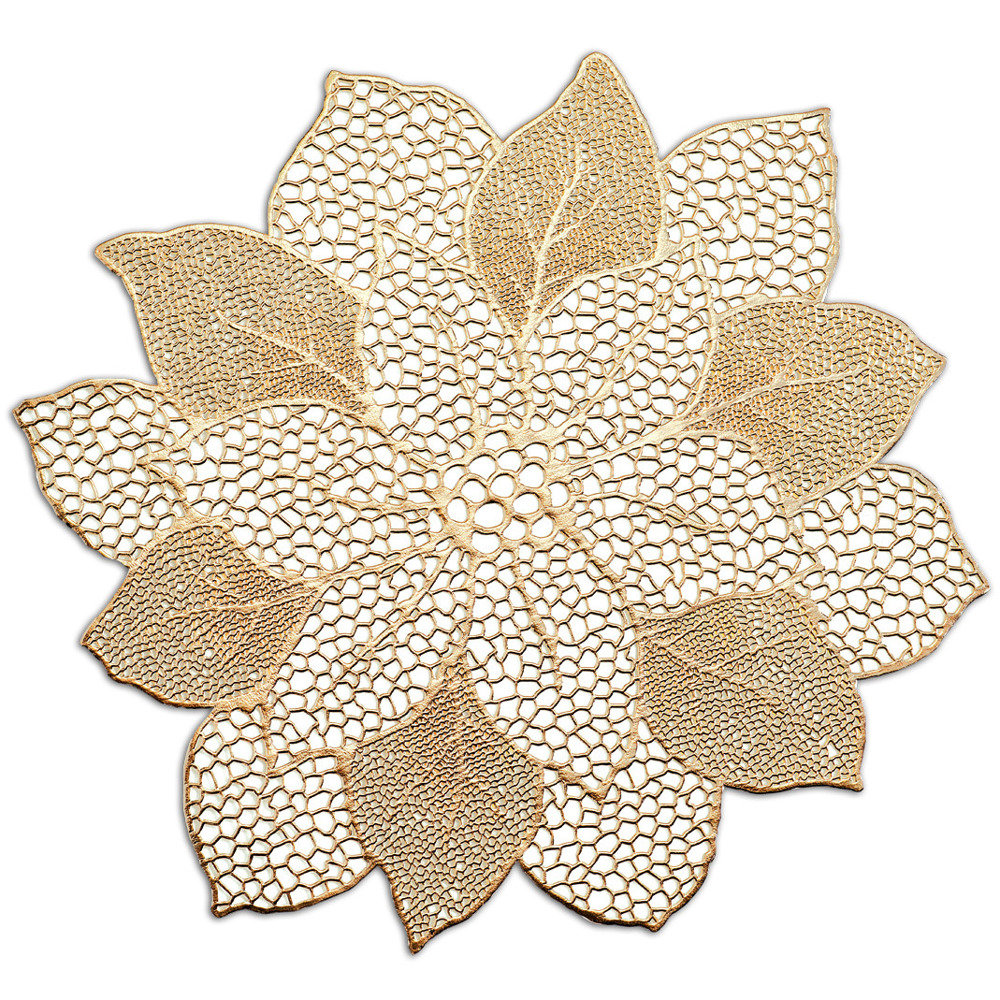 Zeller Złota podkładka koronkowa z kształcie kwiatka podkładki pod talerze podkładki na stół nowoczesne podkładki na stół okrągłe (B07CM492JD)