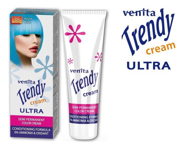 Venita Trendy Cream Ultra, krem do koloryzacji włosów 35 Lazurowy Błękit, 75 ml
