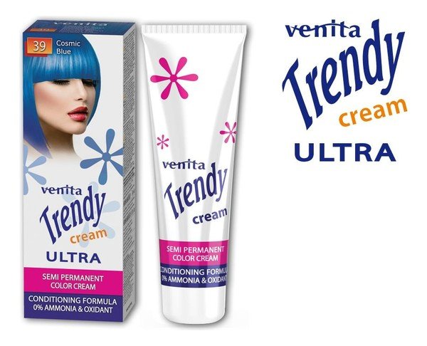 Venita Trendy Cream Ultra, krem do koloryzacji włosów 39 Kosmiczny Błękit, 75 ml