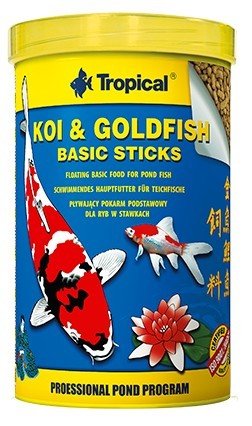 Tropical Pokarm dla ryb w stawkach ogrodowych Koi & Goldfish Basic Sticks, 90 g