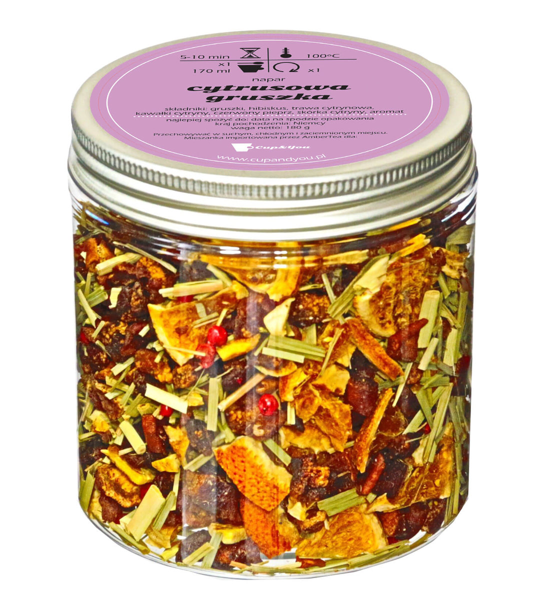 Herbata owocowa smakowa CUP&YOU, cytrusowa, gruszka, 180 g