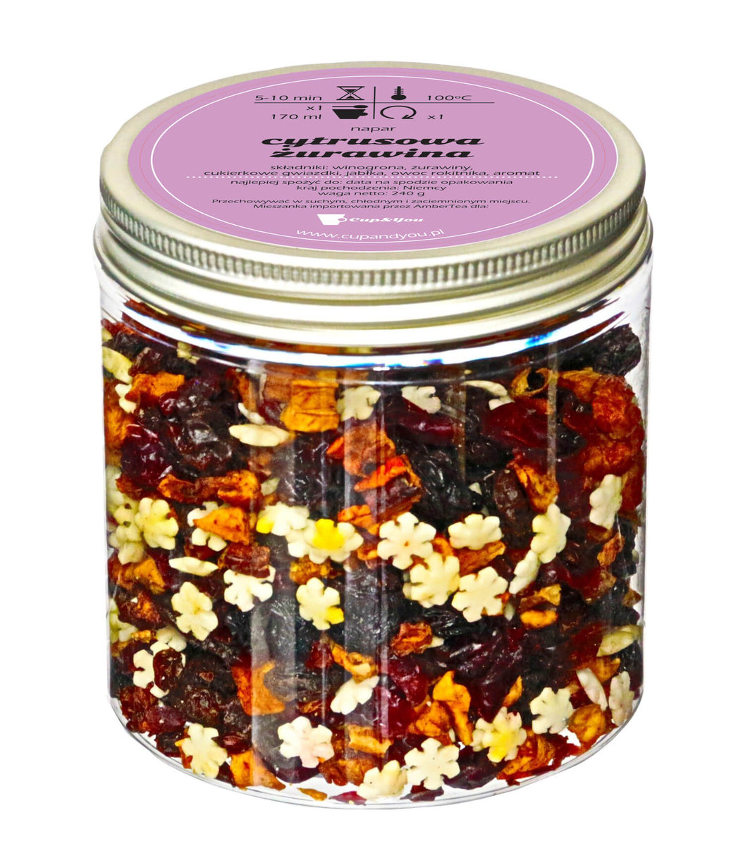 Herbata owocowa smakowa CUP&YOU, cytrusowa, żurawina, 240 g