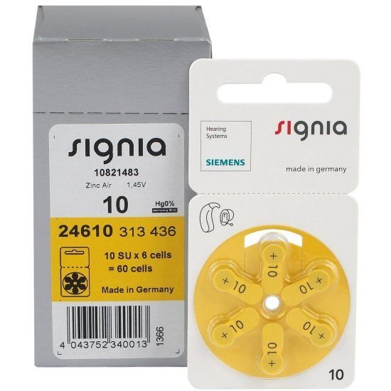 Baterie do aparatów słuchowych Siemens SIGNIA 10, 1.45 V, 60 szt