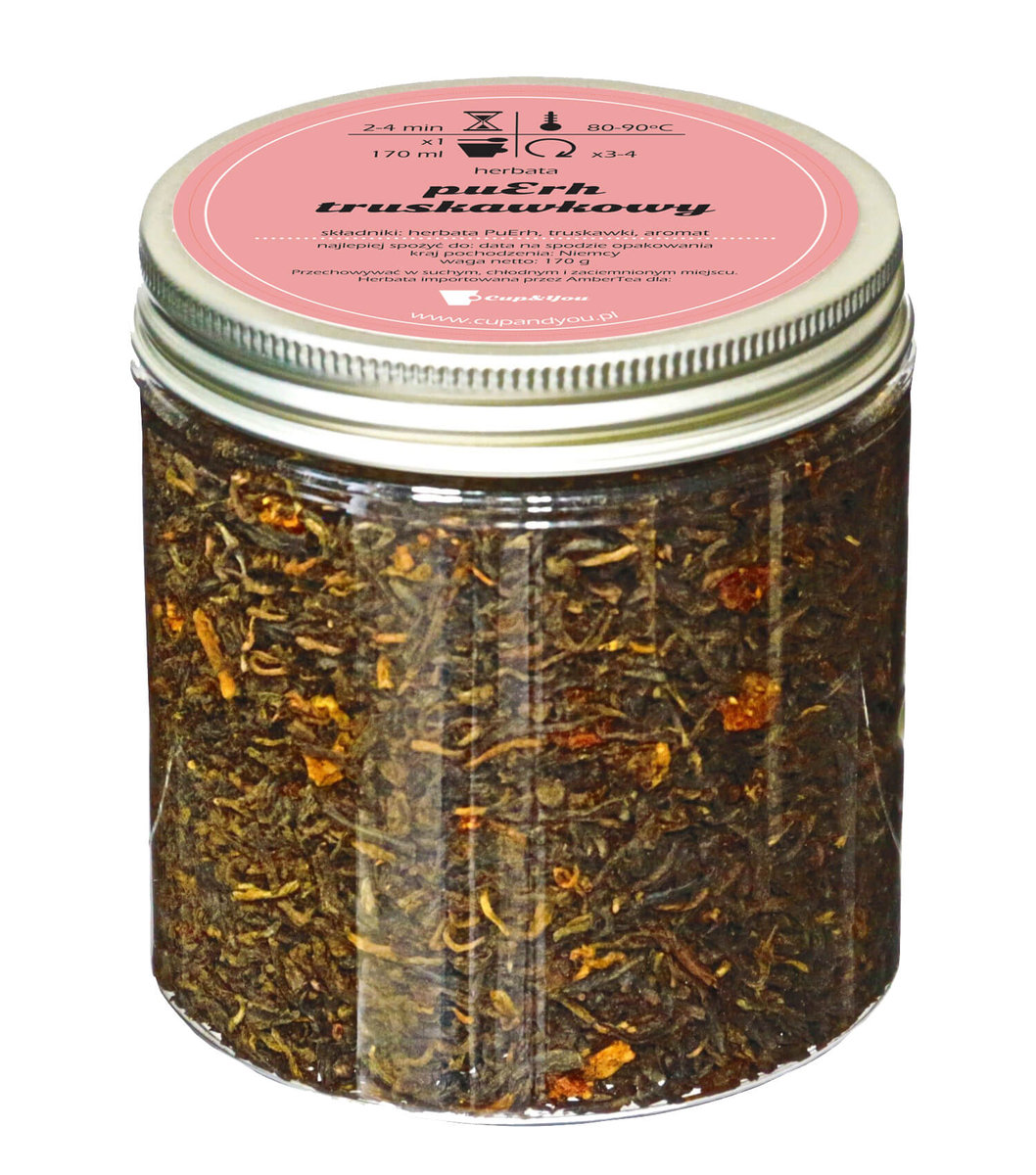 Herbata puErh smakowa CUP&YOU, truskawkowa, 170 g