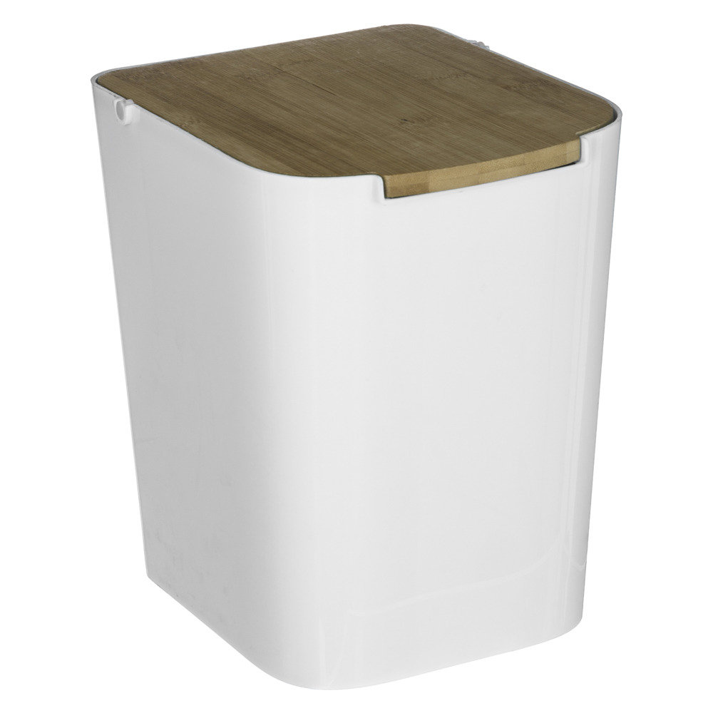 FENIKS Secret de Gourmet Biały kubeł na śmieci z bambusa mały do łazienki kosz na odpady kuchenne 5L 155924A
