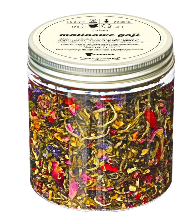 Herbata biała smakowa CUP&YOU, malinowe goji, 100 g