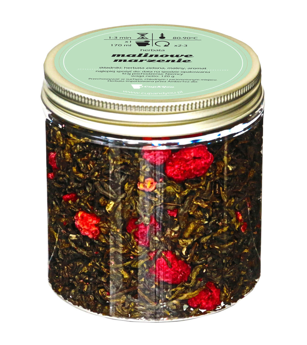 Herbata zielona smakowa CUP&YOU, malinowe marzenie, 150 g