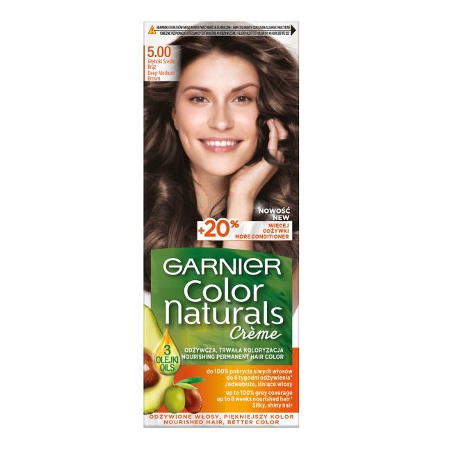 Garnier Color Naturals Créme, farba do włosów 5.00 Głęboki Średni Brąz, 110 ml