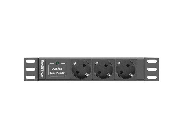 Lanberg Lanberg listwa zasilająca Rack PDU 10 1U 10A 3x 230v Shucko 2m czarna (PDU-03F-0200-IEC-BK)