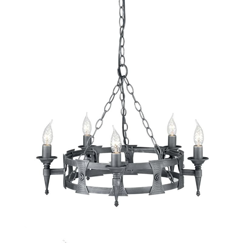 Elstead Lighting Saxon 5Lt Chandelier Black/Silver SAX5 BLK/SIL Elstead lampa wisząca świecznikowa stylowa SAX5 BLK/SIL)