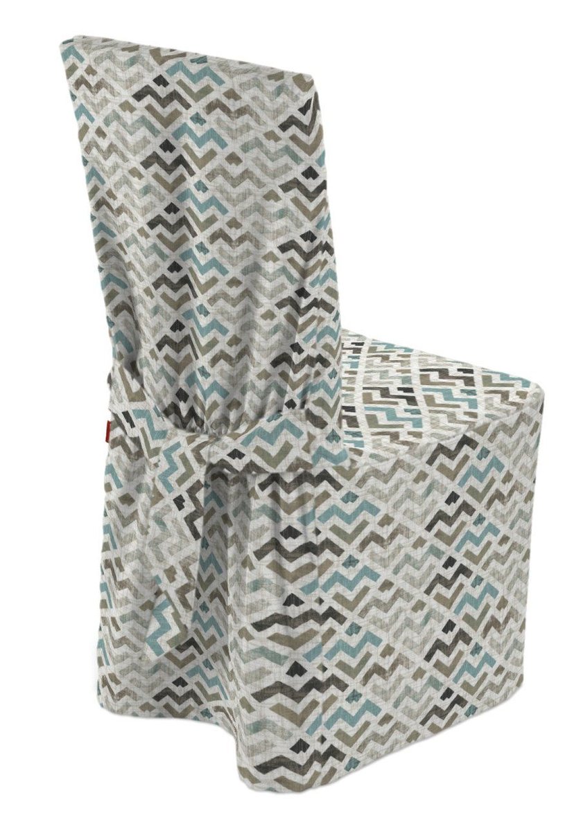 Dekoria Sukienka na krzesło wzór geometryczny w odcieniach pastelowego błękitu i beżu na jasnym tle 45 × 94 cm Modern 580-141-93