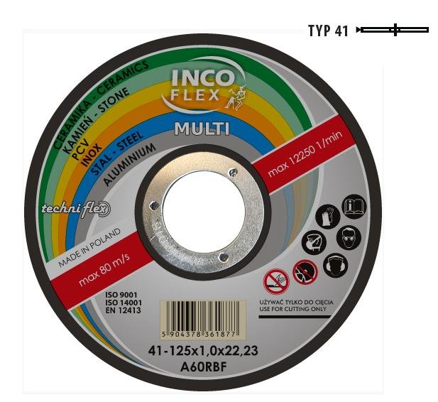Flex Inco Inco tarcza uniwersalna metal pcv beton 125x1,0mm M415-125-1.0-22A60Rm M415-125-1.0-22A60Rm