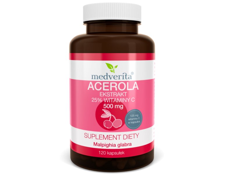 Medverita Medverita, Acerola 25% 500 mg, 120 kapsułek