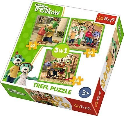 Trefl Puzzle 3w1 Rodzina Treflików - Zabawy Treflików GXP-645299