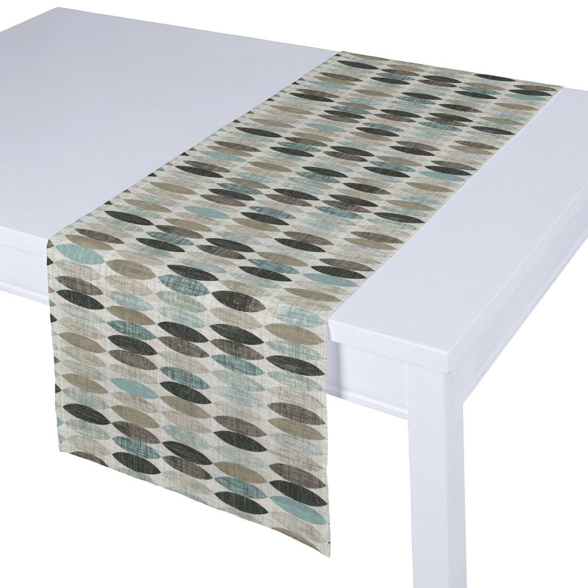 Dekoria pl pl Bieżnik prostokątny wzory w odcieniach błekitu beżu i czarnego na jasnym tle 40 × 130 cm Modern 410-141-91