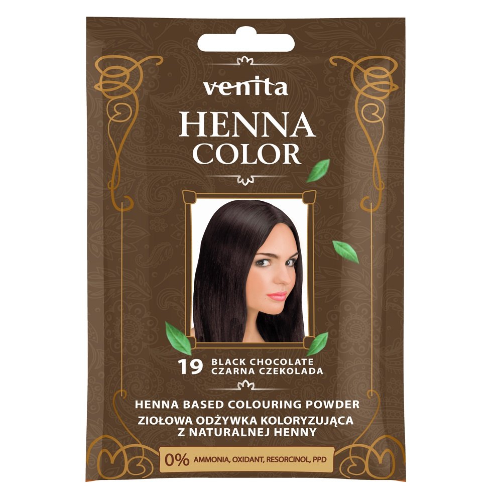 Venita Henna Color henna w proszku do farbowania włosów 19 Czarna Czekolada VEN-HEN-19C