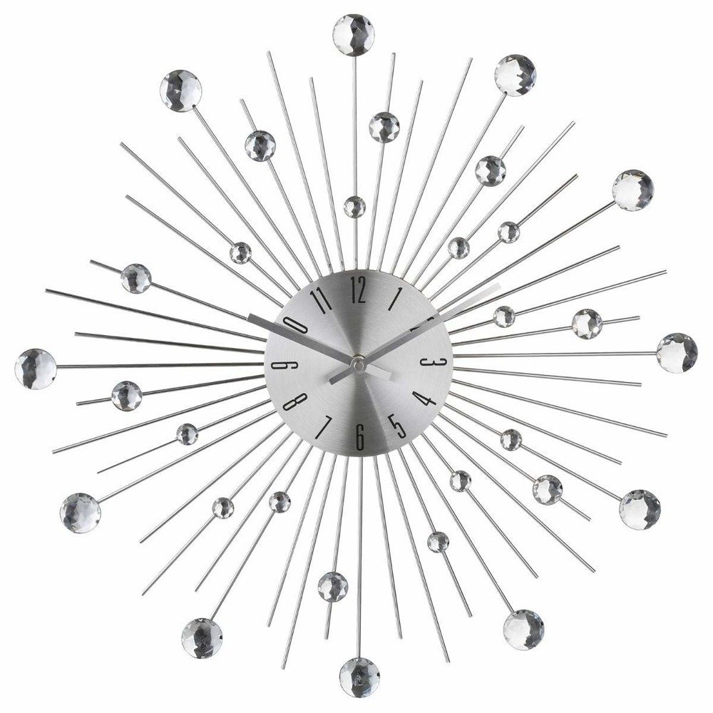Atmosphera Créateur d'intérieur Atmosphera Créateur dintérieur Okrągły zegar ścienny dekoracja nowoczesnych pomieszczeń designerski zegar kolor srebrny z kryształami B018EF4EI6