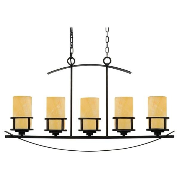 Elstead Lighting Długa lampa wisząca Kyle o 5 onyksowych kloszach