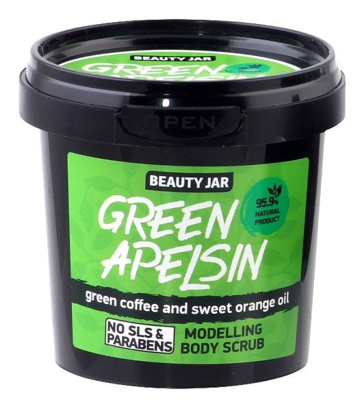 Beauty Jar Beauty Jar GREEN APELSIN Modelujący scrub do ciała Ekstrakt zielonej kawy i olejek pomarańczowy 200g