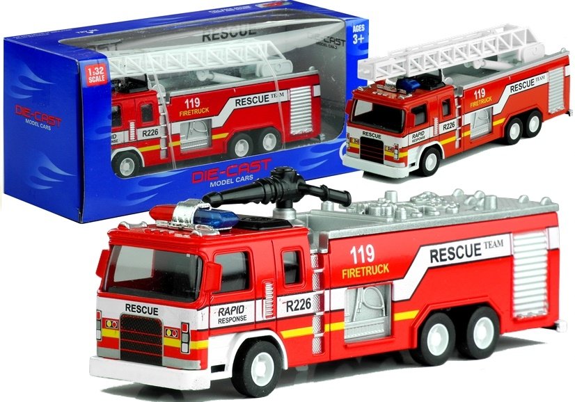 Lean Toys Samochodzik wóz strażacki z drabiną 2 rodzaje mix