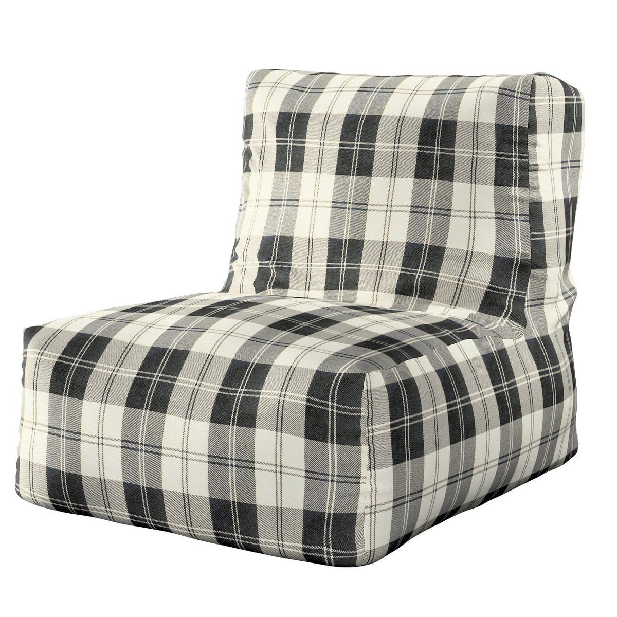 Dekoria Pufa fotel krata czarno-biała 67 × 31 × 75 cm Edinburgh 1241-115-74