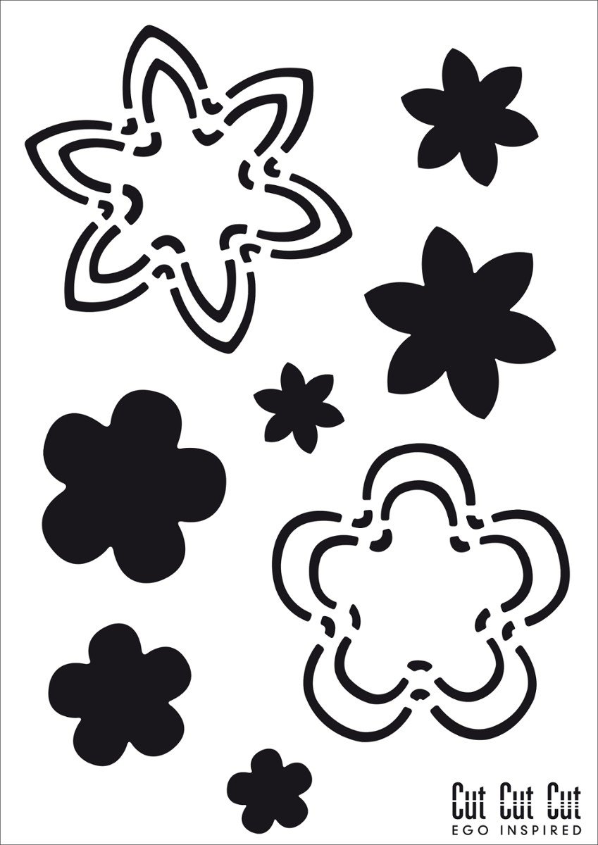 The Clay and Paint Factory SA Szablon samoprzylepny, kwiaty, arkusz