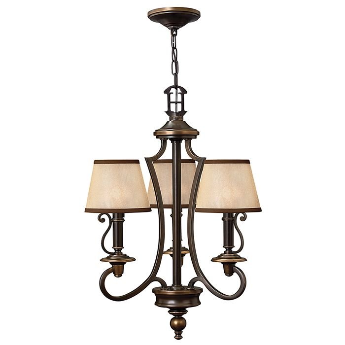 Elstead Lighting Plymouth 3Lt Chandelier HK/PLYMOUTH3 Elstead lampa wisząca stylowa abażurowa HK/PLYMOUTH3 )