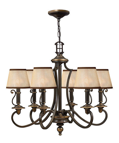 Elstead Lighting Plymouth 6Lt Chandelier HK/PLYMOUTH6 Elstead lampa wisząca stylowa abażurowa HK/PLYMOUTH6 )