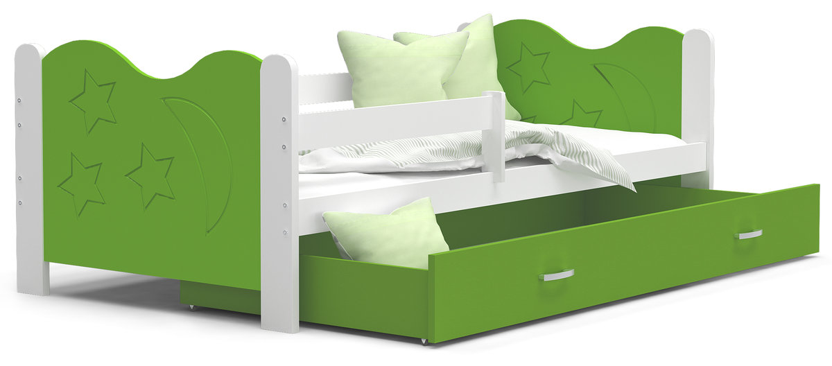 Łóżko parterowe 160x80 białe zielone MIKOŁAJ
