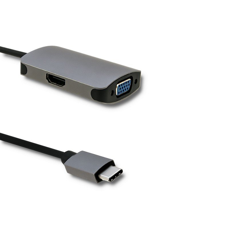 Qoltec Adapter USB typ C męski żeński VGA żeński + EKSPRESOWA 24H (50380)