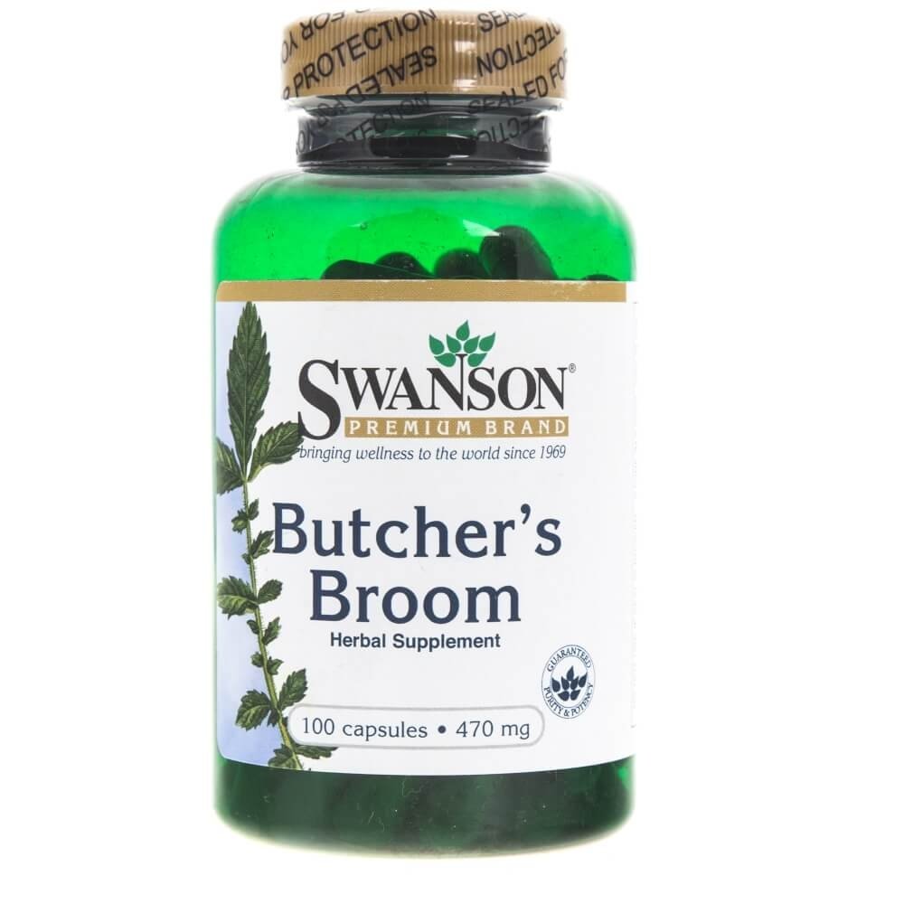 SWANSON Suplement diety Butcher's Broom (Ruszczyk Kolczasty) 470 mg, 100 kapsułek