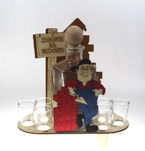 Pigmejka Karafka na alkohol - budowla PIGMEJKA, 500 ml + 6 szt. kieliszków