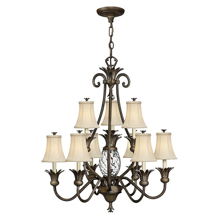 Elstead Lighting Plantation 10Lt Chandelier Pearl Bronze HK/PLANT10 PZ Elstead lampa wisząca stylowa abażurowa HK/PLANT10 PZ )
