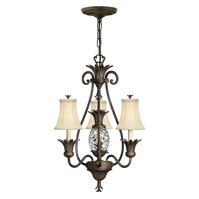 Elstead Lighting Plantation 3Lt Chandelier Pearl Bronze HK/PLANT3 PZ Elstead lampa wisząca stylowa abażurowa HK/PLANT3 PZ )