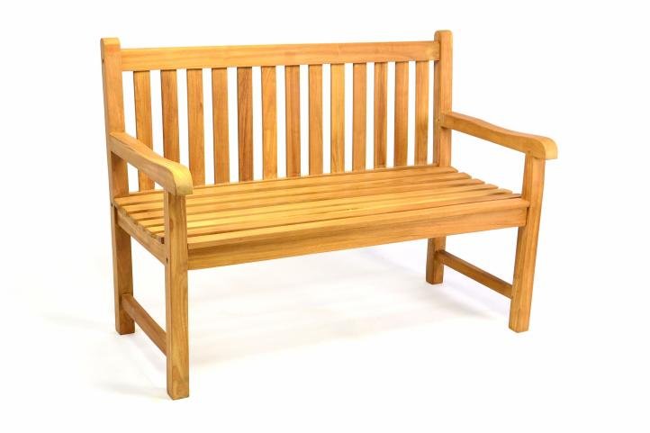 Ławka ogrodowa 2 - osobowa, drewniana, brązowa, 120x62 cm