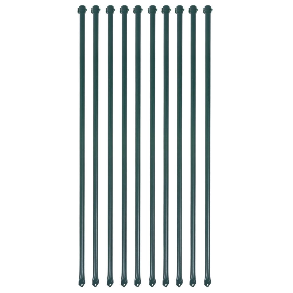 vidaXL Słupki ogrodzeniowe, 10 szt., 1 m, metalowe, zielone vidaXL