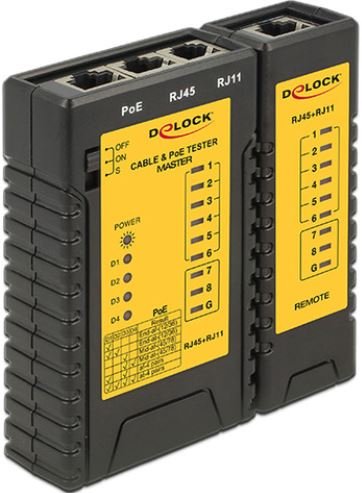 Delock Tester kabli RJ-45/4j-12/POE + moduł zdalny 86107