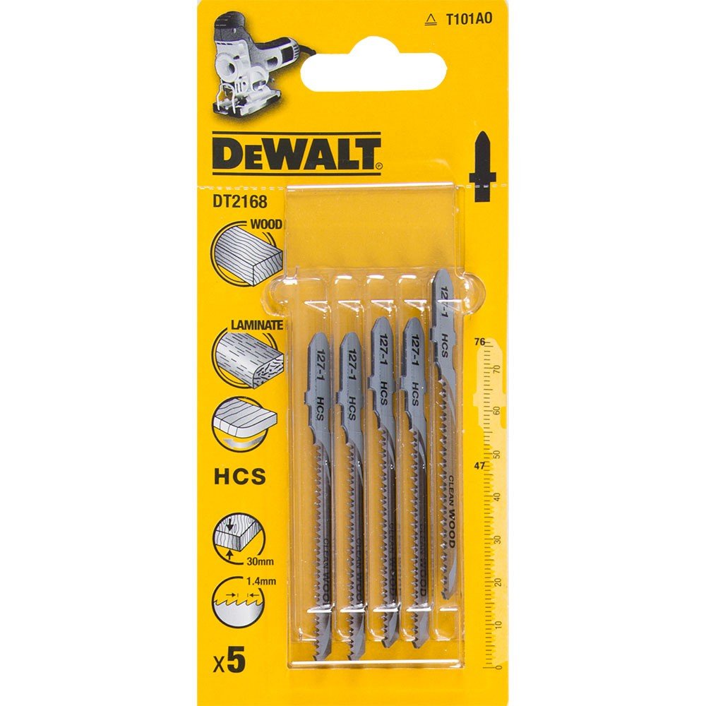 Фото - Пилка для лобзика DeWALT BRZESZCZOT DO WYRZYNARKI 76x1,4mm T101AO DREWNO/LAMINAT /5szt. 