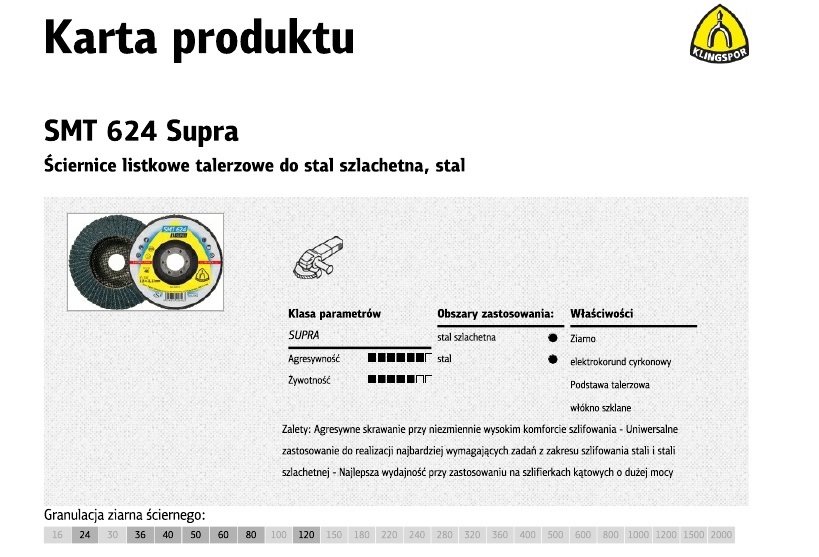 Klingspor Ściernica listk.talerz.wyp.12st.smt624 fi 125/22 gr.40szt.1(45672a KL322772